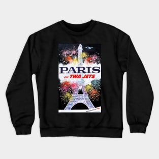 PARIS via Fly TWA Jets Vintage Airline Poster Crewneck Sweatshirt